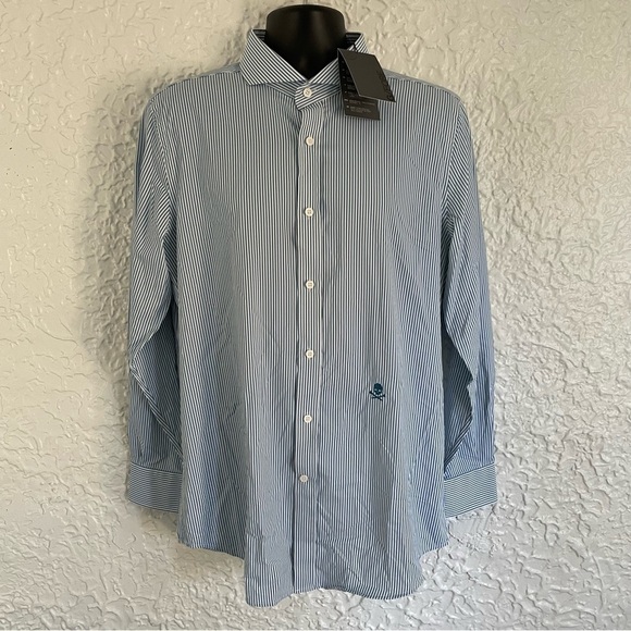 NWT G/FORE Lightweight Performance Striped Skull Button Down Dress Shirt Large - Picture 2 of 9